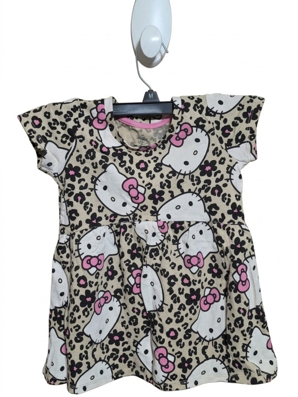 Amazon Kids Hello Kitty Pink White and Tan Leopard Print Casual Dress
